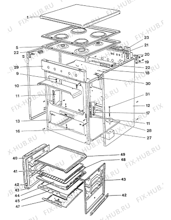 Взрыв-схема комплектующей Zanussi ZA5610BL - Схема узла Housing 001